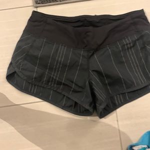 Lululemon Speed Shorts, size 6, black w/white stripes